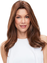 One-piece clip-in volumizer, worn over the part, adds instant thickness with a supremely natural appearance