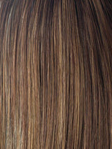ALMOND-SPICE-R | Rooted Dark Brown with Medium Brown Base with Honey and Platinum Blonde Highlights