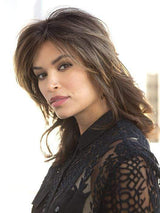 MD TOP PIECE by Rene of Paris in MARBLE-BROWN-LR | Dark brown root with medium brown and light honey brown