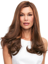 This long Remy human hair topper is worn over the entire crown