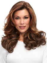 Worn over the part and adds volume to longer hair styles