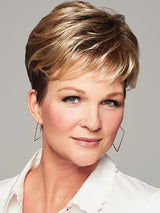 SONATA by RAQUEL WELCH in 12/22SS SHADED CAPPUCCINO | Light Golden Brown Evenly Blended with Cool Platinum Blonde Highlights and Dark Roots