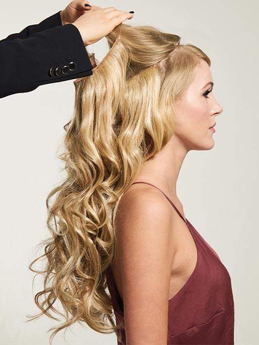 20" INVISIBLE SYNTHETIC HAIR EXTENSION by Hairdo in R14/88H Golden Wheat | Medium Blonde Streaked with Pale Gold Highlights