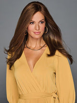 This hair topper has a glamorous 16" length and a wider base to confidently cover all levels of hair loss