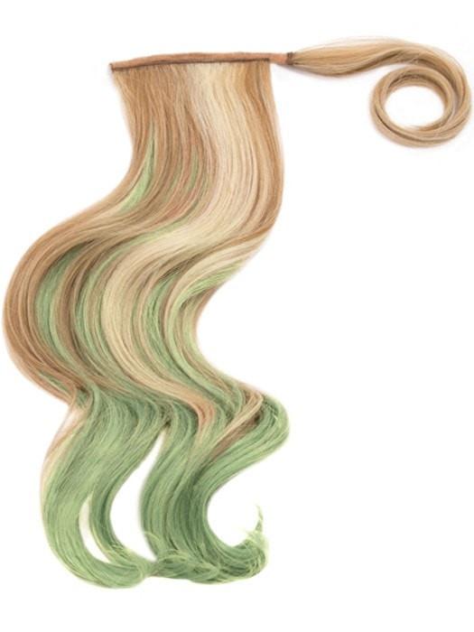 23" COLOR SPLASH PONY by Hairdo in R14/88H/GREEN | Dark Blonde Evenly Blended with Pale Blonde Highlights with Green Tips