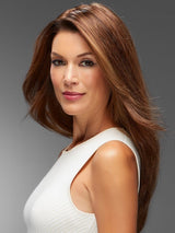 Top Style HH 18” is made with superb Remy human hair on a translucent monofilament base, this heat-stylable clip in topper adds natural body and volume at the crown.