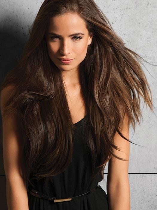 The cleverly discreet design makes it easy to wear this long, sexy look without the fuss of clipping into your hair